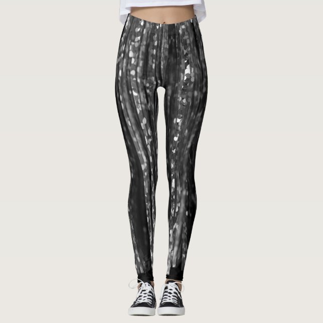Holographic Silver Gray Tinsel Glam #1 #wall #art  Leggings (Front)