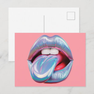 Holographic silver mouth postcard