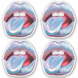 Holographic silver mouth sticker