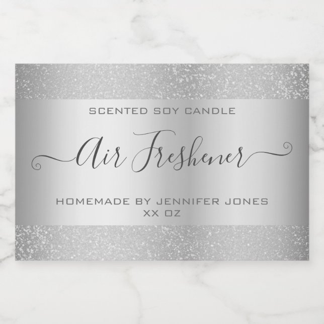 Holographic Silver Ombre Glitter Candle Packaging Food Label (Single Label)