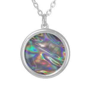 holographic silver plated necklace
