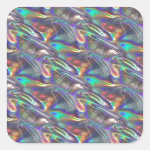 holographic silver square sticker