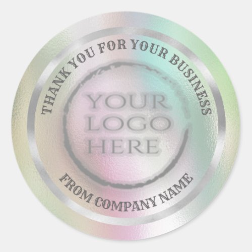Holographic silver  thank you custom logo classic  classic round sticker