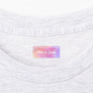 Holographic   Simple Minimalist Custom Name Kids' Labels