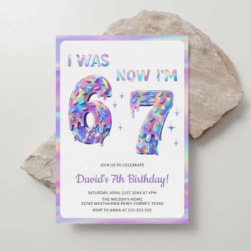 Holographic Six Seven Meme Funny 67 Kids Birthday