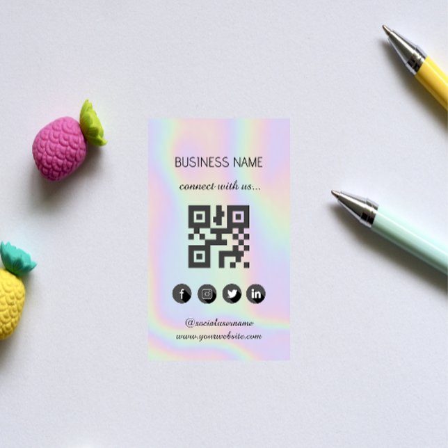 Holographic -Social Media QR Code  Business Card (Creator Uploaded)