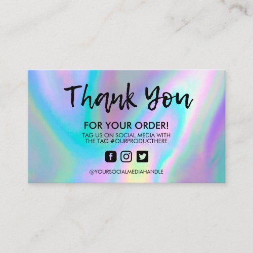 Holographic Social Media Salon Thank You Business  Business Card