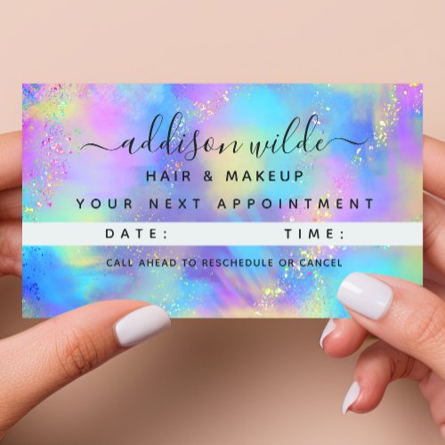 Holographic Sparkle Opal Iridescent Appointment Card