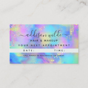 Holographic Sparkle Opal Iridescent Appointment Card