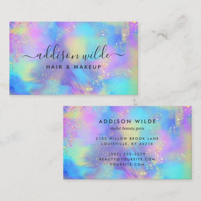 Holographic Sparkle Opal Iridescent Business Card
