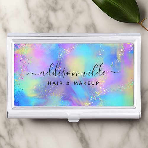 Holographic Sparkle Opal Iridescent Business Card Case