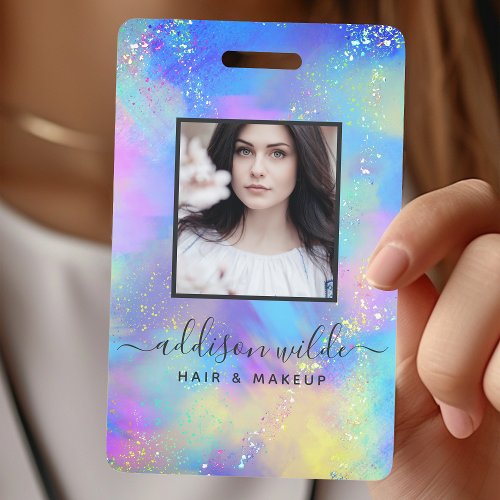 Holographic Sparkle Opal Iridescent Business Id Badge