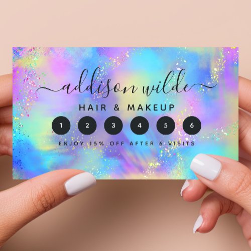 Holographic Sparkle Opal Iridescent Business Loyalty Card