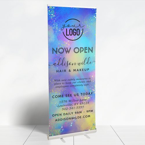 Holographic Sparkle Opal Iridescent Business Retractable Banner