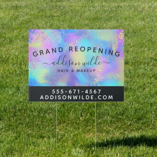 Holographic Sparkle Opal Iridescent Business Yard Sign