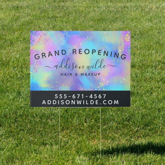 Holographic Sparkle Opal Iridescent Business Yard Sign (Insitu)