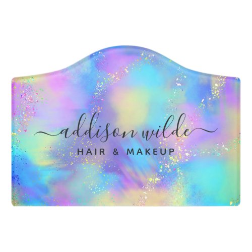 Holographic Sparkle Opal Iridescent Door Sign