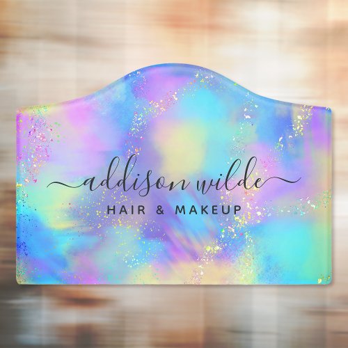 Holographic Sparkle Opal Iridescent Door Sign