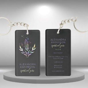 Holographic Spiritual Crystals Mystic Black Keychain