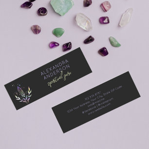 Holographic Spiritual Crystals Mystic Black Mini Business Card