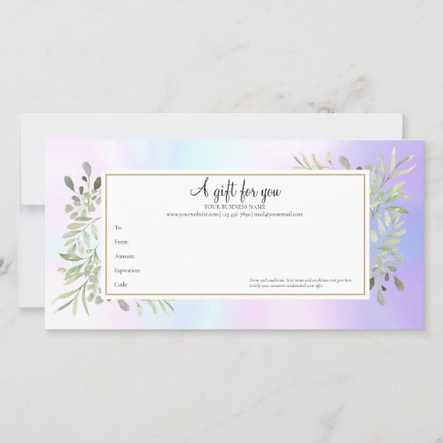 Holographic Spring Leaves Gift Certificate