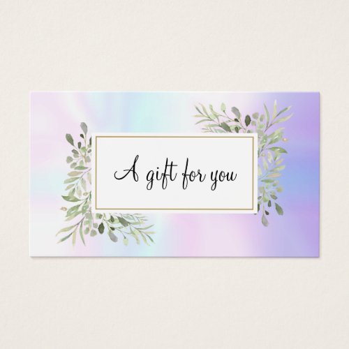 Holographic Spring Leaves Script Gift Certificate