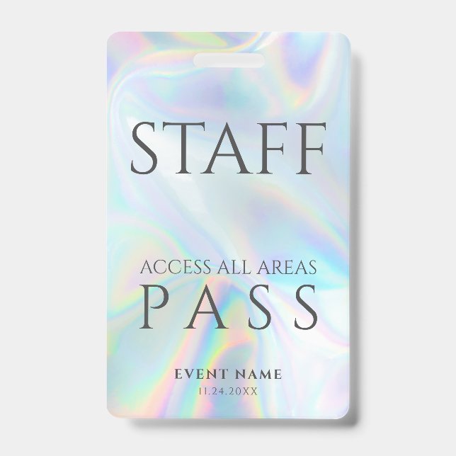 Holographic Staff All Access Pass Festival Event Badge (Front)