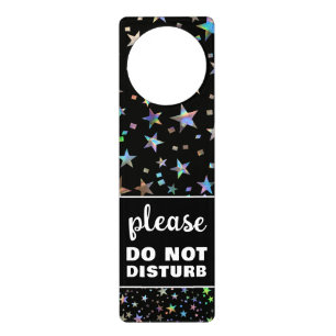 Holographic Stars Kids Do Not Disturb Children Door Hanger