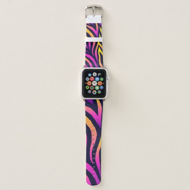 Holographic stripes, seamless futuristic pattern. apple watch band (Front)