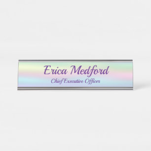 Holographic Style Unicorn Colors Office Door Sign