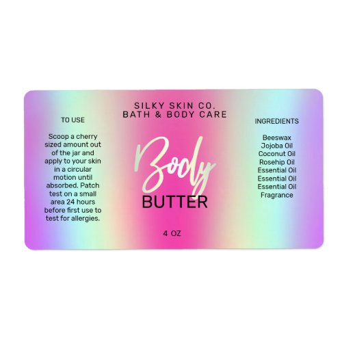 Holographic Styled Neon Colored Body Butter Labels