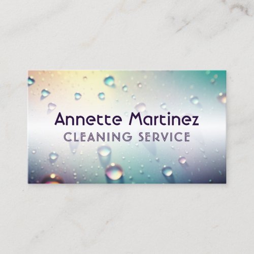 Holographic surface and water drops business card