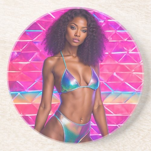 Holographic Swimsuit Model 1990s Style Coaster