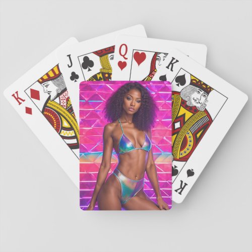 Holographic Swimsuit Model 1990s Style Poker Cards