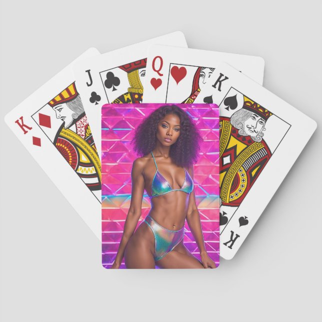 Holographic Swimsuit Model 1990s Style Poker Cards (Back)