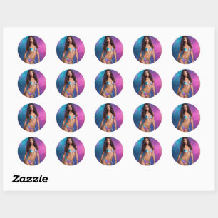 Holographic Swimsuit Model Classic Round Sticker