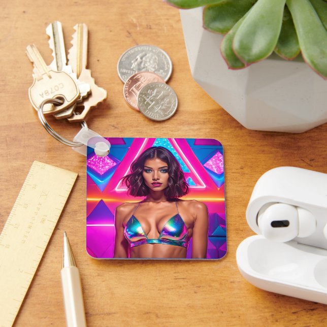 Holographic Swimsuit Model Keychain (Desk)