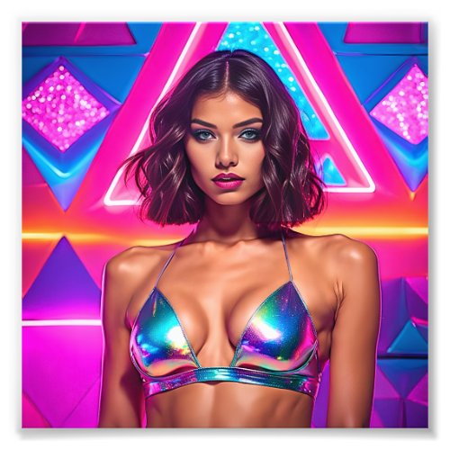 Holographic Swimsuit Model Photo Print