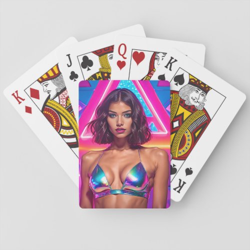 Holographic Swimsuit Model Poker Cards