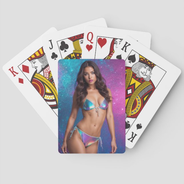 Holographic Swimsuit Model Poker Cards (Back)
