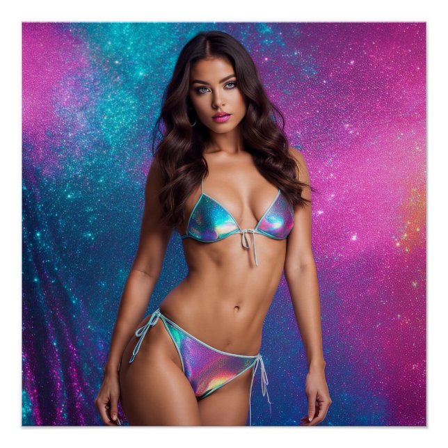 Holographic Swimsuit Model Poster (Front)