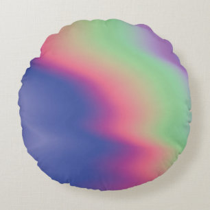 Holographic texture with colorful stains. Psychede Round Pillow