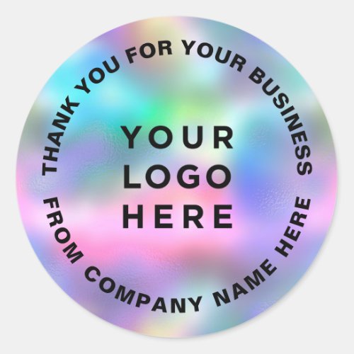 Holographic Thank You Business Logo Classic Round Sticker