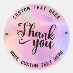 Holographic Thank You Business Wedding Birthday Classic Round Sticker