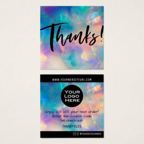 Holographic Thank You Customer Discount Insert
