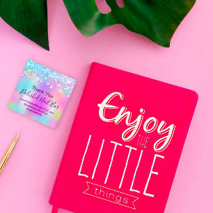 Holographic Thank You Diamond Drips Nail Pink Square Sticker