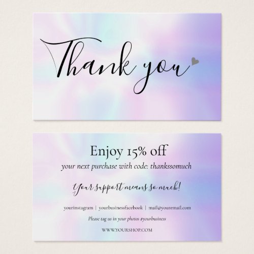 Holographic Thank You For Shopping Discount Card