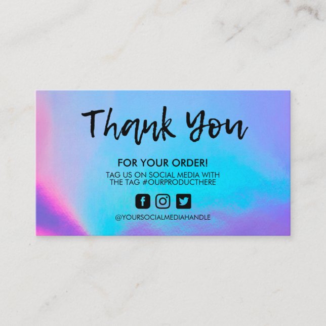 Holographic Thank You Small Business Business Card (Front)