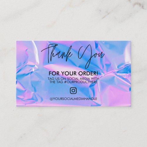 Holographic Thank You Trendy Salon Business Card