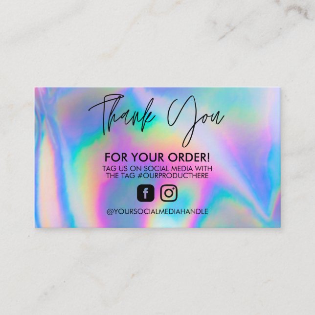 Holographic Thank You Trendy Salon Business Card (Front)